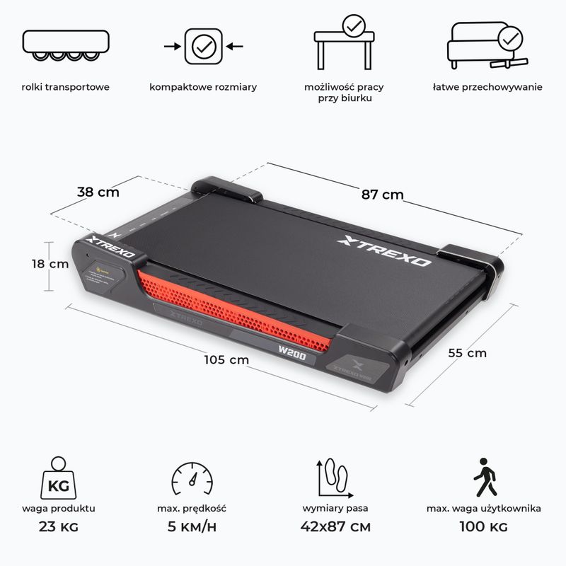 Běžecký pás elektrický  XTREXO Walking Pad W200 černý 3