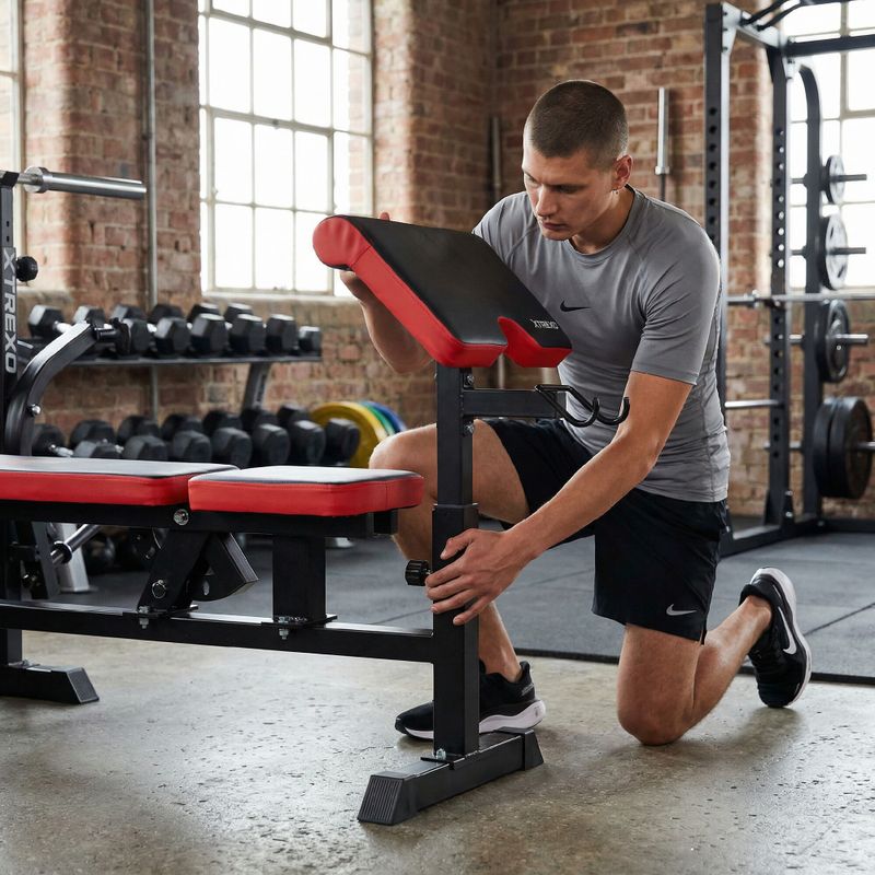 Posilovací lavice XTREXO BenchFit Max se stojanem a bicepsovým pultem black 5