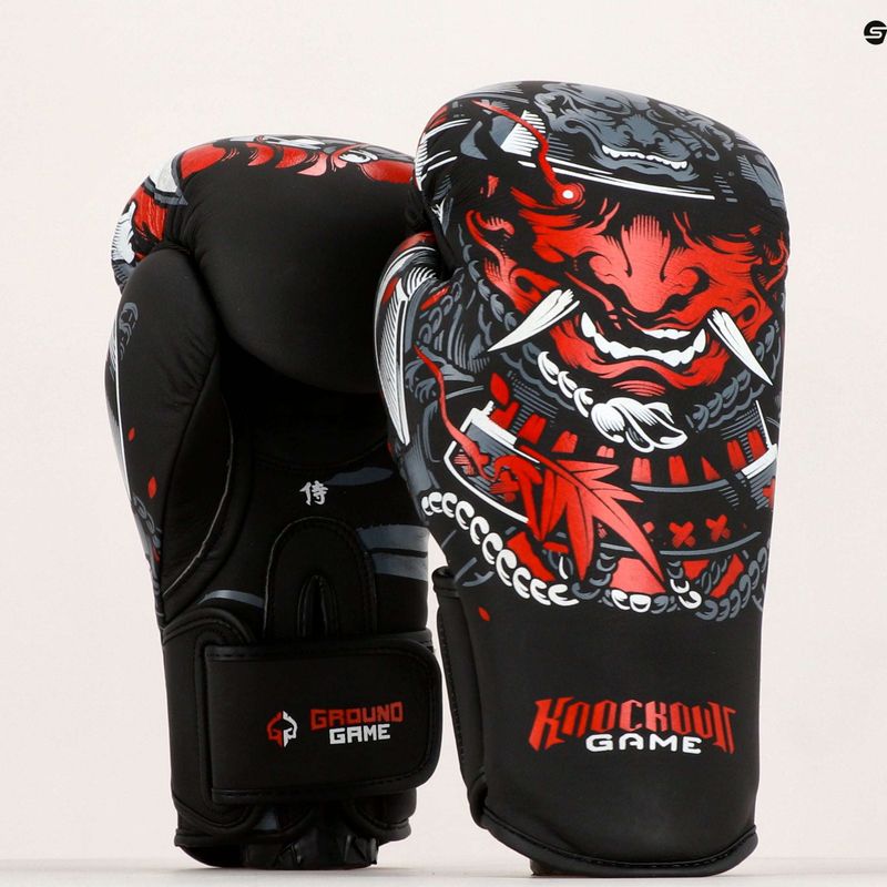 Pánské boxerské rukavice GroundGame "Samurai" černé 21BOXGLOSAM10 7