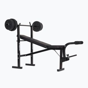 Posilovací lavice XTREXO BenchFit Lite se stojanem a činkou black
